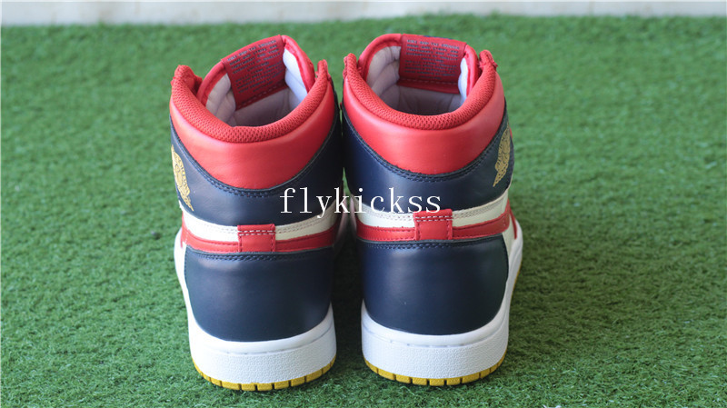 Air Jordan 1 High OG Tri Color Navy Blue Red Yellow